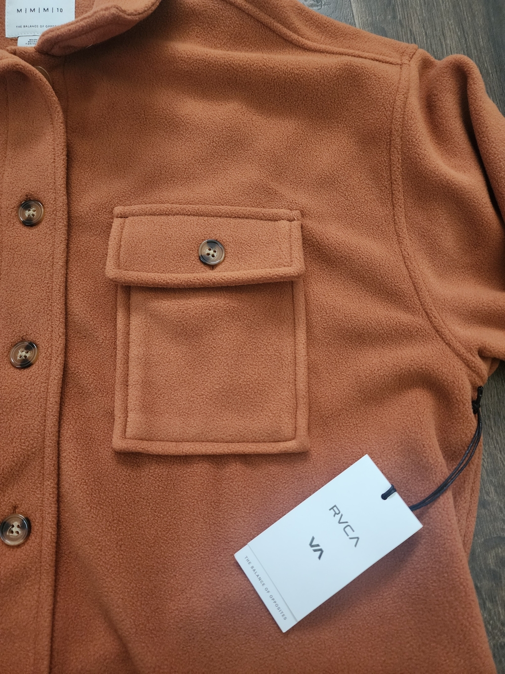 RVCA Men’s Rust Orange Polar Birdie Shacket Button-Front Casual Shirt Jacket - Picture 4 of 7